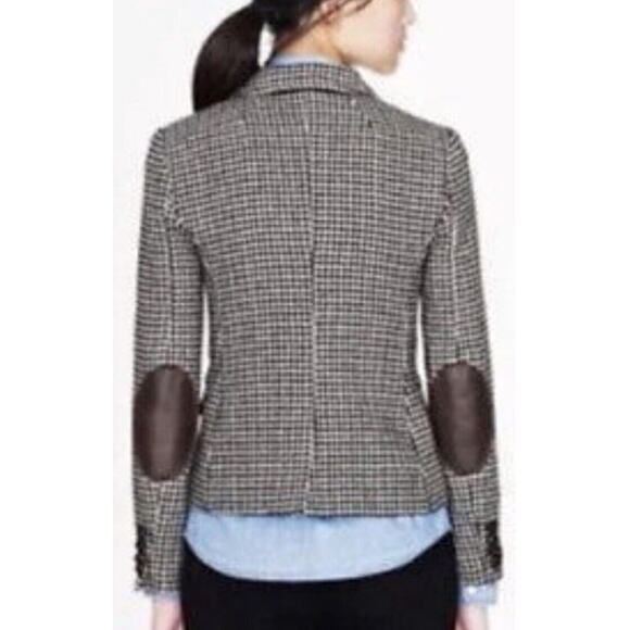 J. crew Women Schoolboy houndstooth Wool Black blazer jacket, Elbow Patch Sz 10 - Picture 6 of 16